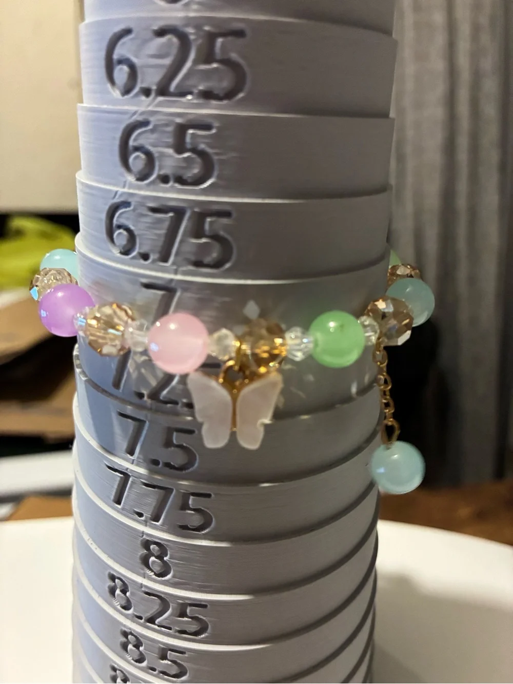 Pastel Multi-Bead Pastel Pink Butterfly Charm Bracelet -New Without Tags